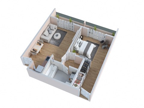 a floor plan of a home with a bedroom and a living room